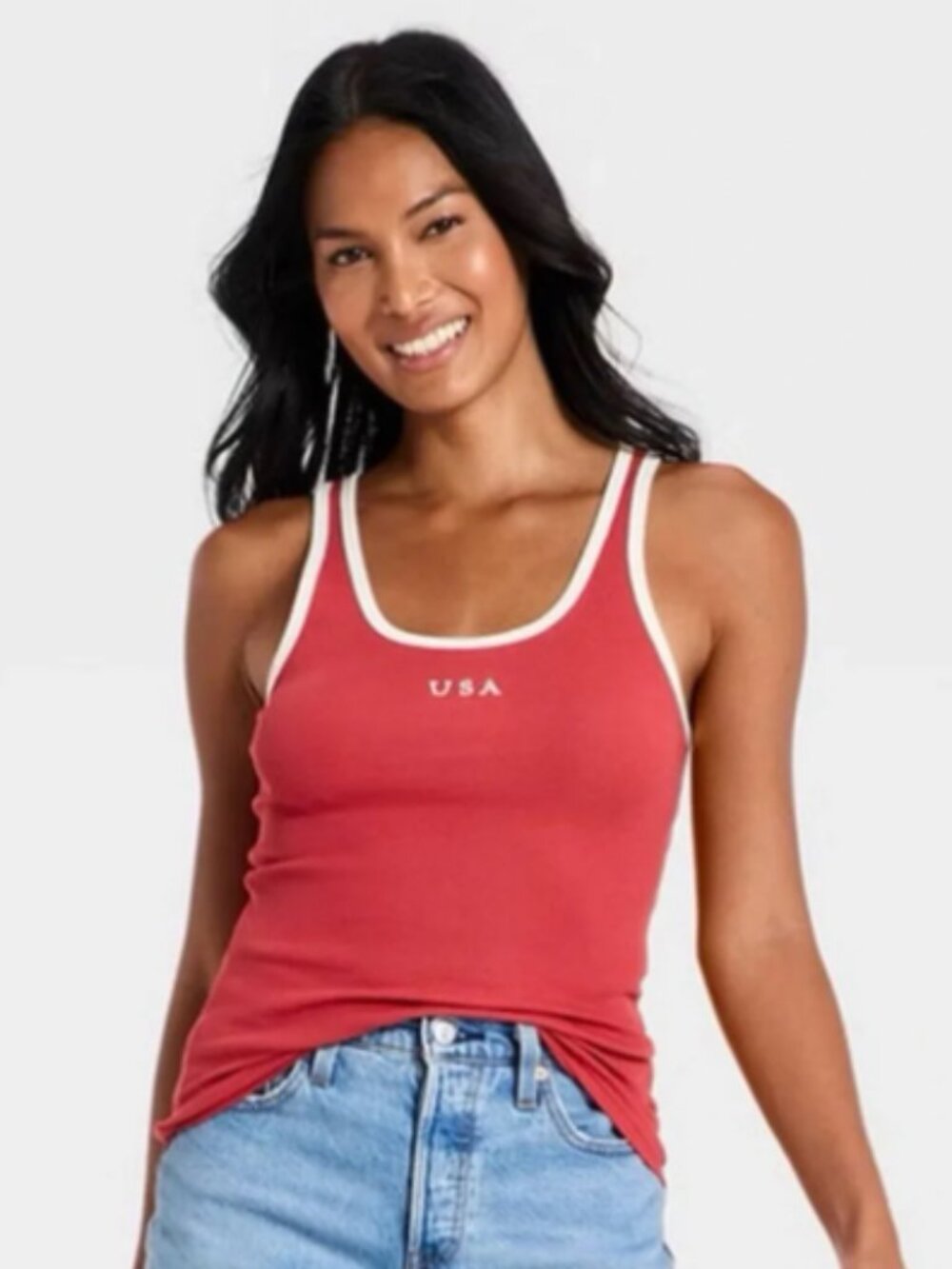 NWT M red ringer USA tank